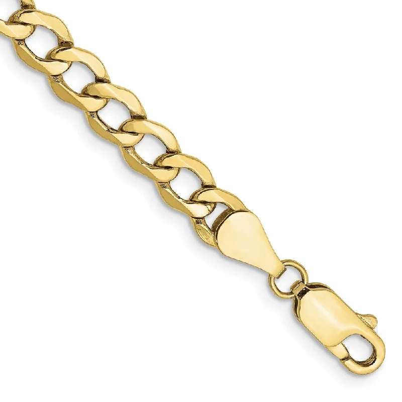 minimalist ridge peak bracelet-10k Yellow Gold 5.25mm Semi-Solid Curb Link Chain Bracelet, 7"