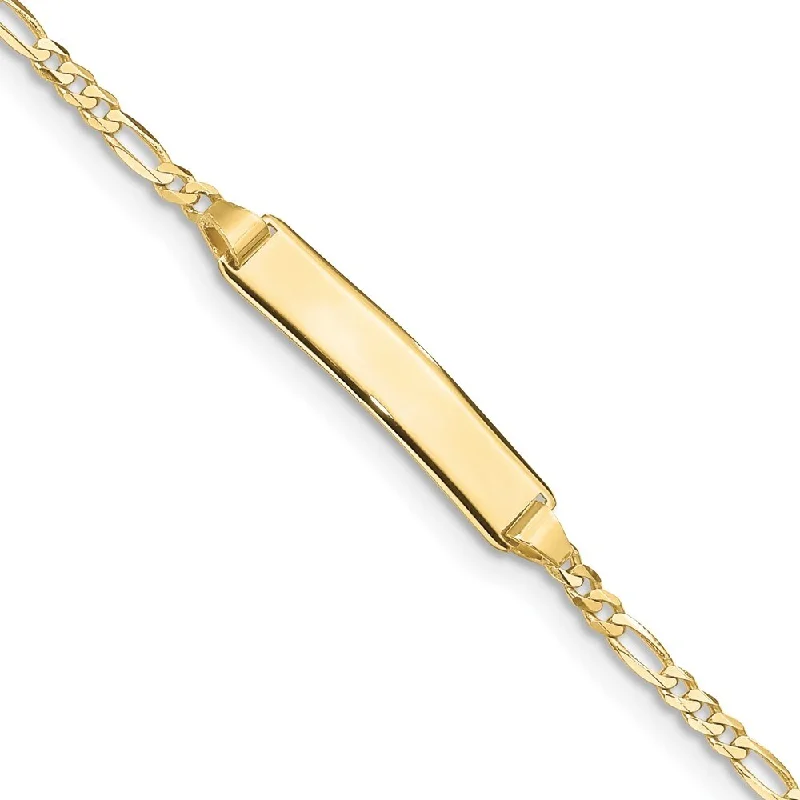 vintage-style sapphire bracelet-10k Yellow Gold Figaro Link ID Bracelet, 5.5" (W-5mm)