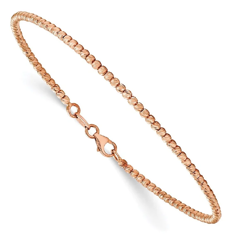 inscribed devotion chain bracelet-14k Rose Gold 2mm Diamond-Cut Beaded Bracelet, 7"