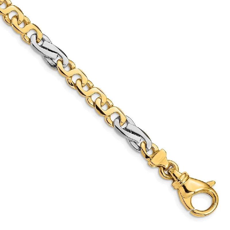 rustic tin chain bracelet-14k Two-tone 5.8mm Polished Fancy Link Bracelet, 7"