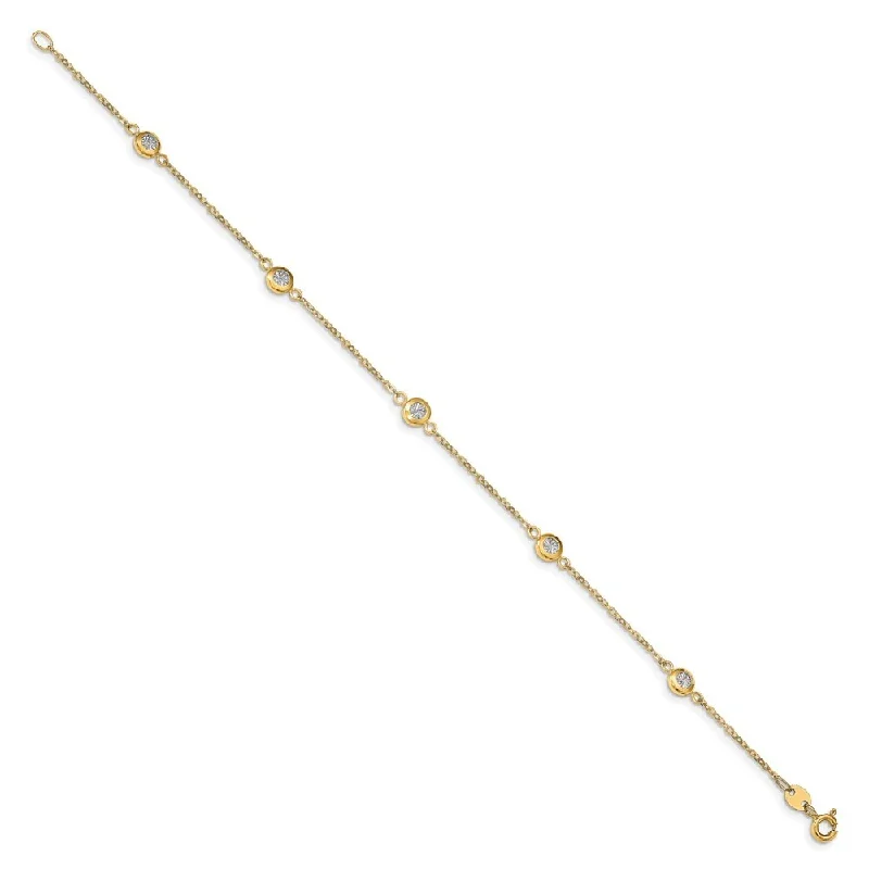 polished rose arc bracelet-14k Two-tone 5mm Polished Diamond-Cut Bracelet, 7.75"