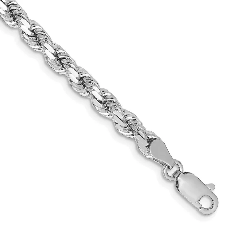 modern elevated chain bracelet-14k White Gold 4.25mm Diamond-Cut Rope with Lobster Clasp Chain Bracelet, 7"