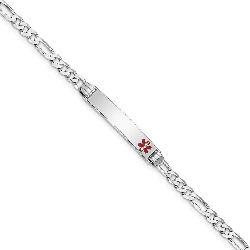 modern tiered ruby bracelet-14k White Gold 5.5mm Medical Red Enamel Figaro Link ID Bracelet, 7"