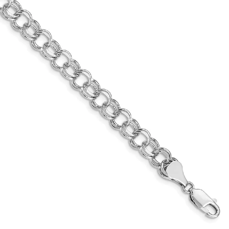 bold opal peak ridge bracelet-14k White Gold 7mm Double Link Charm Bracelet, 7"