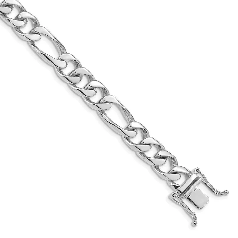 minimalist peak ridge bracelet-14k White Gold 9mm Hand-polished Figaro Link Bracelet, 8"