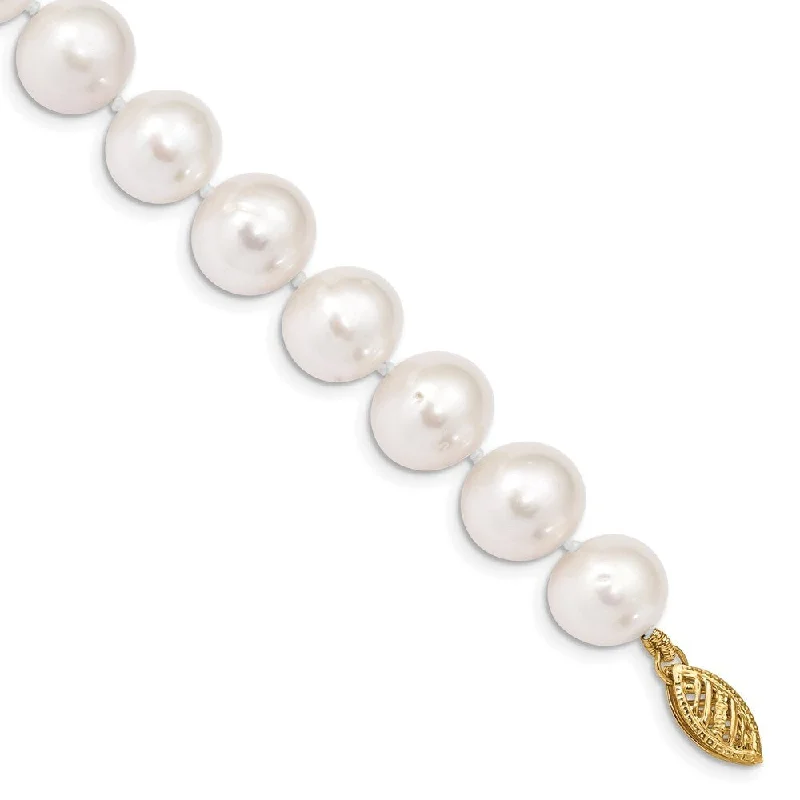 gothic-inspired eagle claw bracelet-14k Yellow Gold 10-11mm White Near Round Freshwater Cultured Pearl Bracelet, 7.5"