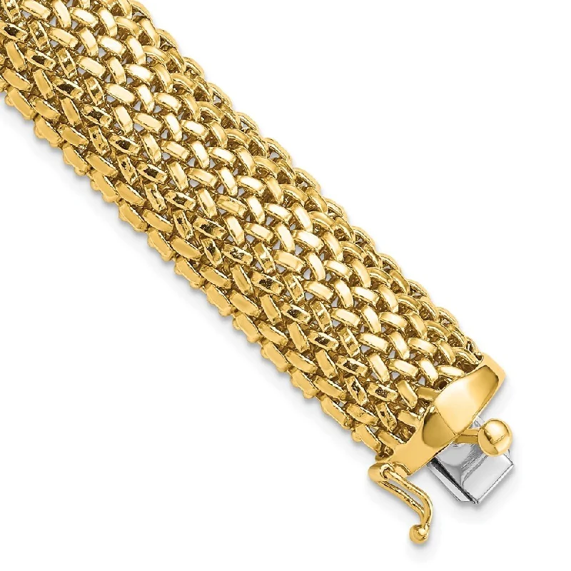 modern sleek summit crest bracelet-14k Yellow Gold 13.75mm Mesh Bracelet, 7.25"