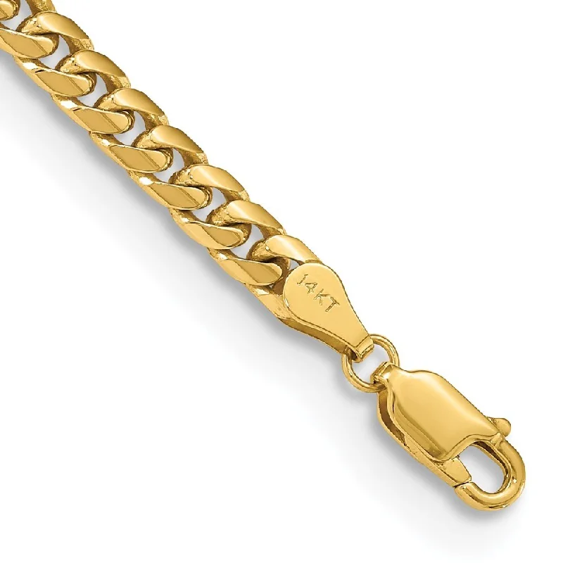 adjustable twig ridge bracelet-14k Yellow Gold 4.3mm Solid Miami Cuban Chain Bracelet, 7"