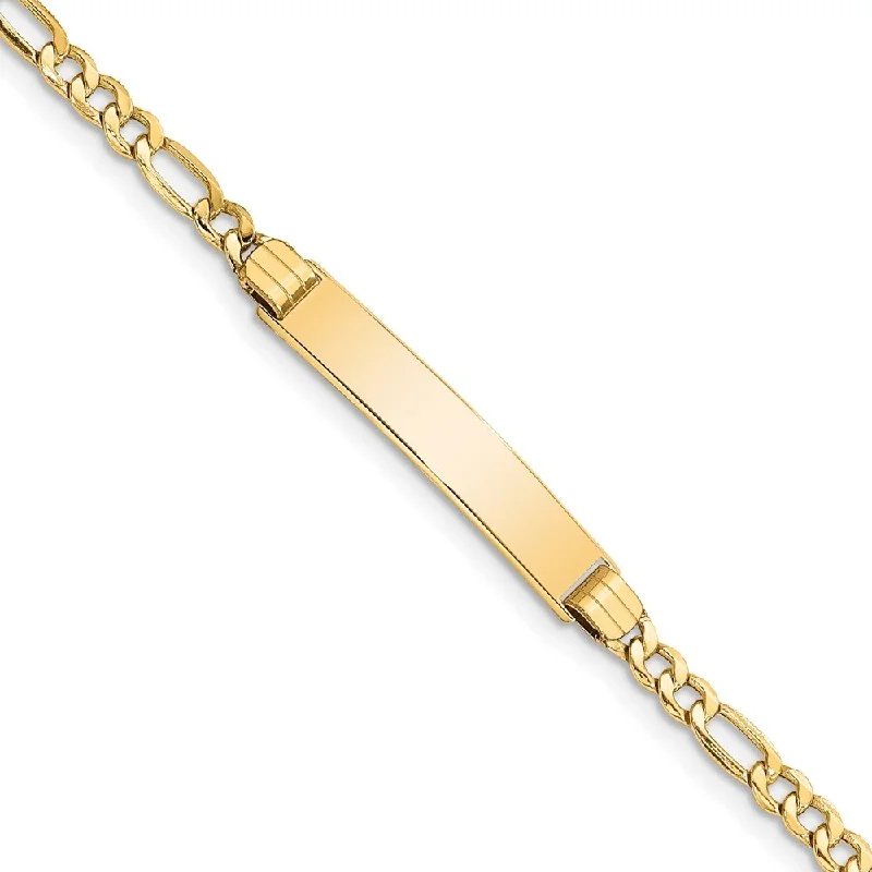 vintage-inspired ruby bracelet-14k Yellow Gold 5.5mm Semi-solid Polished Figaro Link ID Bracelet, 7"