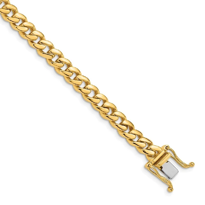 dazzling trillion-cut charm bracelet-14k Yellow Gold 5.7mm Hand-polished Miami Cuban Chain Bracelet, 8"