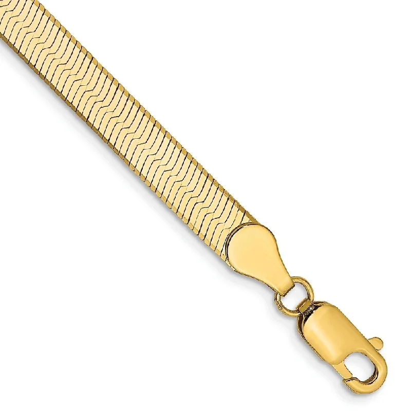 adjustable summit peak bracelet-14k Yellow Gold 5mm Silky Herringbone Chain Bracelet, 7"