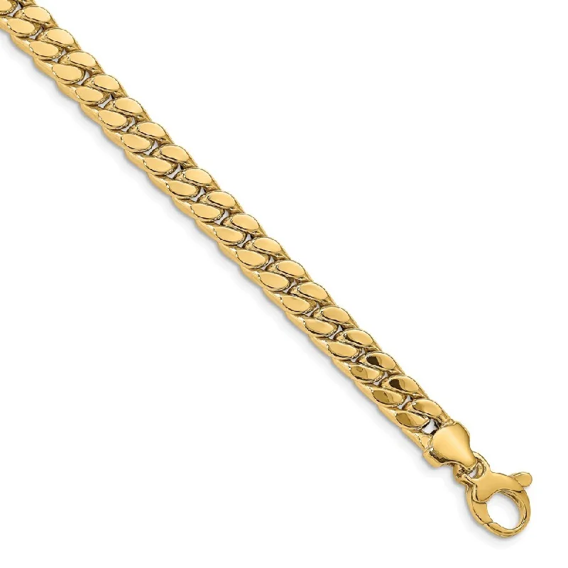 floral inset sapphire bracelet-14k Yellow Gold 6.3mm Men's Polished Curb Bracelet, 8.5"