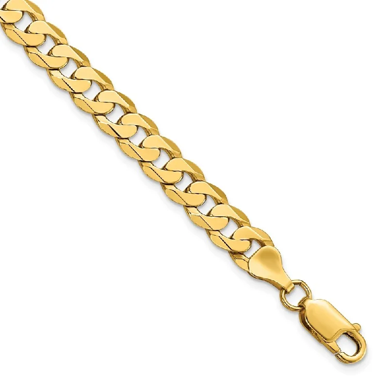 gothic-inspired bear claw bracelet-14k Yellow Gold 6.75mm Flat Beveled Curb Chain Bracelet, 8"