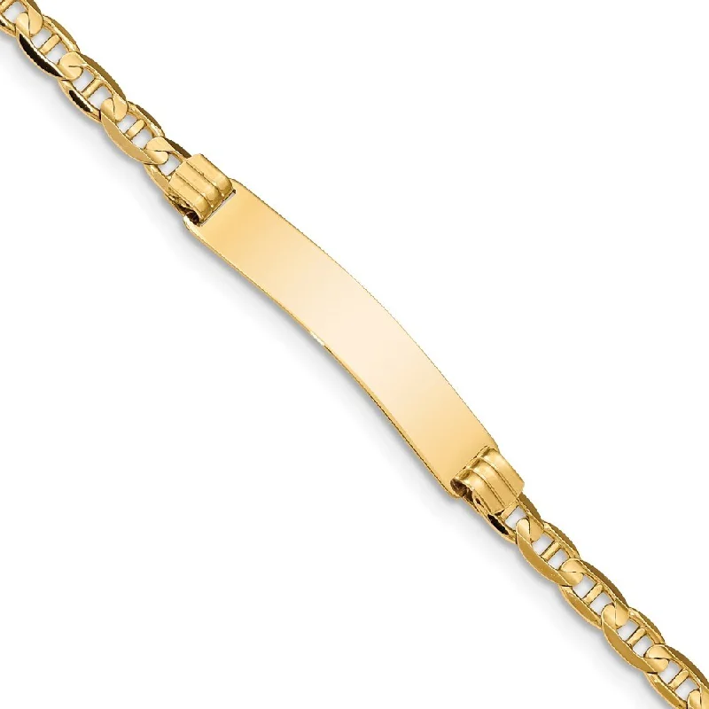 minimalist summit peak bracelet-14k Yellow Gold 7mm Anchor Link ID Bracelet, 7"