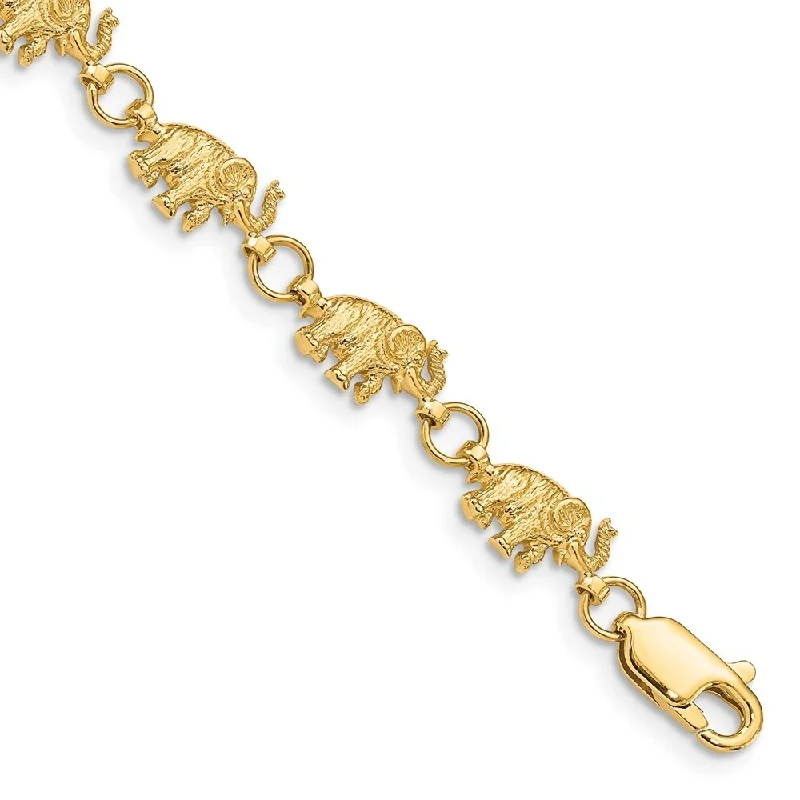 adjustable apex peak bracelet-14k Yellow Gold 7mm Elephant Bracelet, 7"