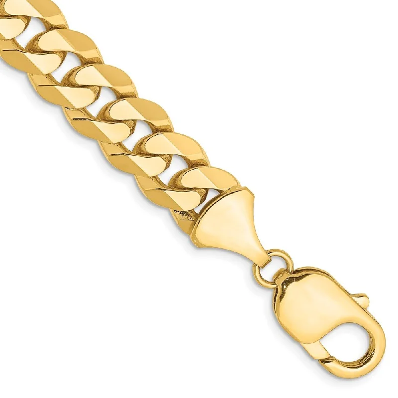 modern tiered moonstone bracelet-14k Yellow Gold 9.5mm Flat Beveled Curb Chain Bracelet, 8"