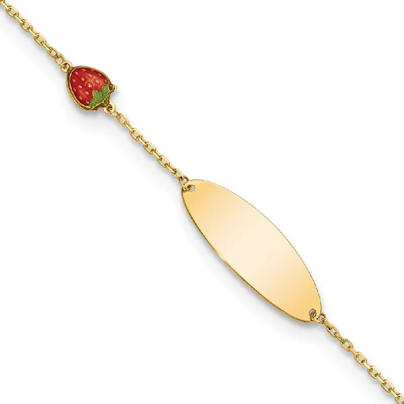 adjustable cedar crest bracelet-14k Yellow Gold Enameled Strawberry Baby ID Bracelet, 5.5" w/0.5 in Extender