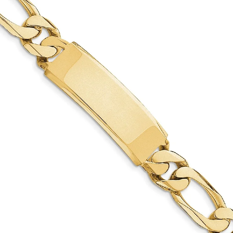 minimalist apex peak bracelet-14k Yellow Gold Hand-polished Figaro Link ID Bracelet, 8.5"