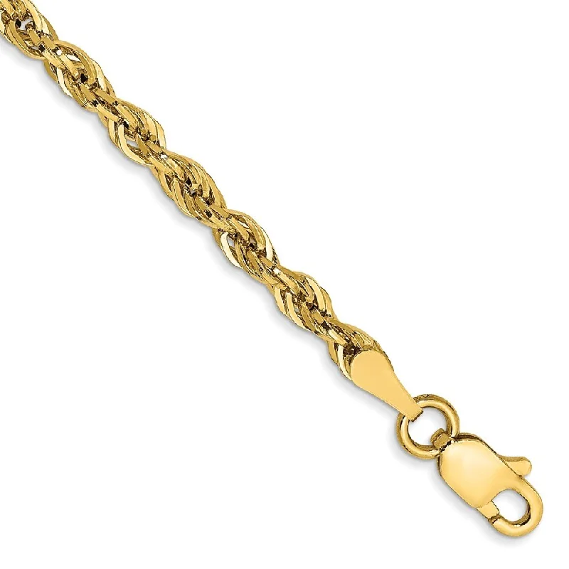 dainty twig chain bracelet-14k Yellow Goldy 2.8mm Semi-Solid Rope Chain Bracelet, 7"