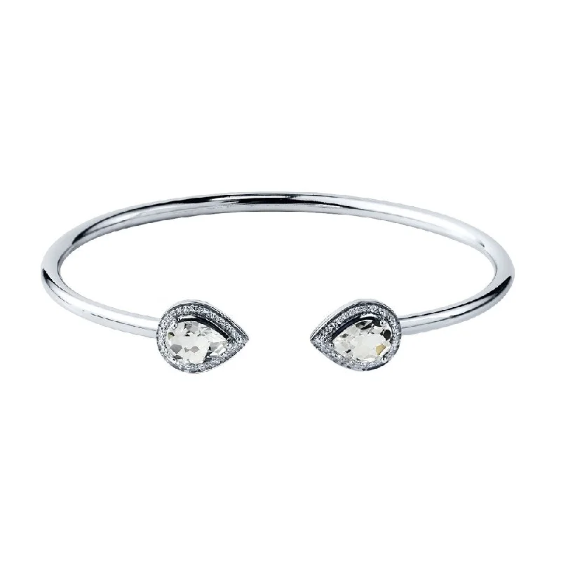 bold topaz peak ridge bracelet-Auriya 2 1/2ct Pear-cut White Topaz Gold over Silver Bangle Bracelet with Diamond Accents