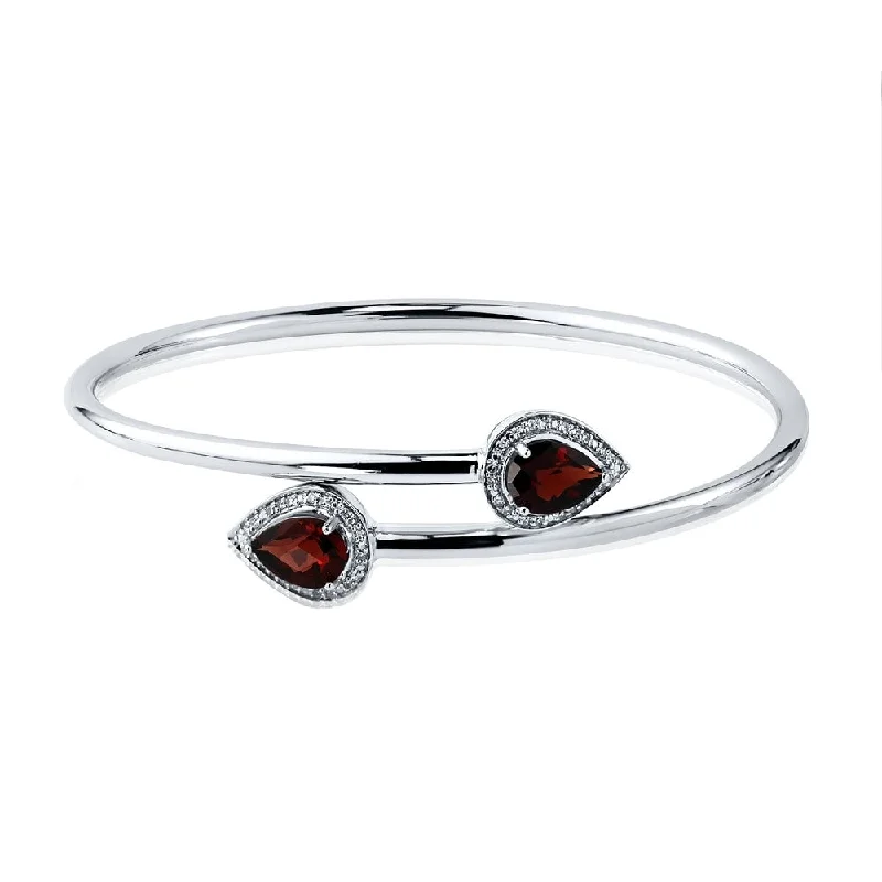 bold sapphire peak ridge bracelet-Auriya 2 1/2ct Pear-Shaped Red Garnet Gold over Silver Bangle Bracelet with Diamond Accents