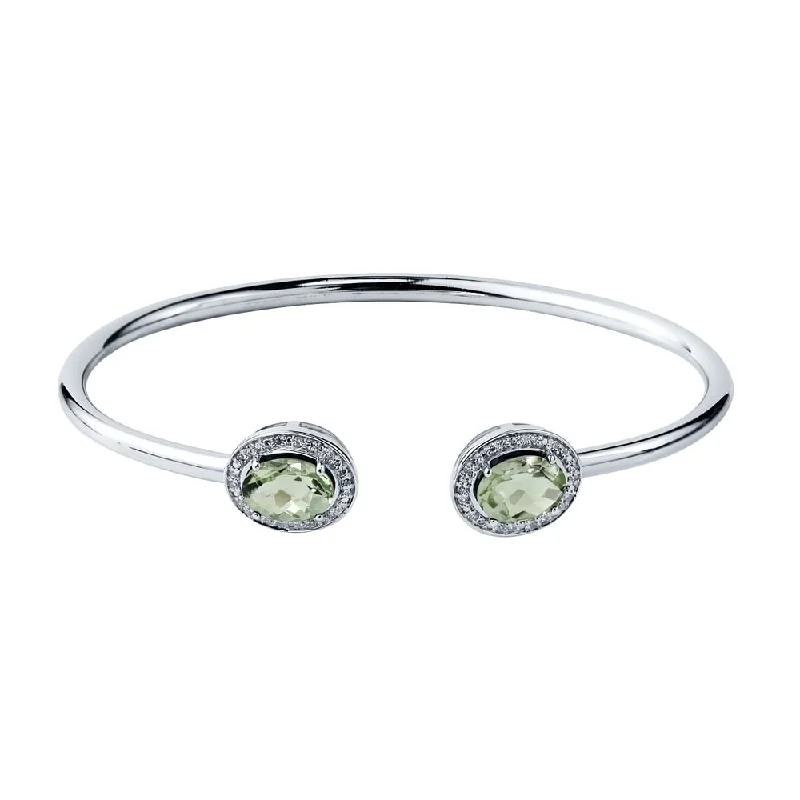 bohemian glyph bracelet-Auriya 2 1/4ct Green Oval Amethyst Gold over Silver Bangle Bracelet with Diamond Accents