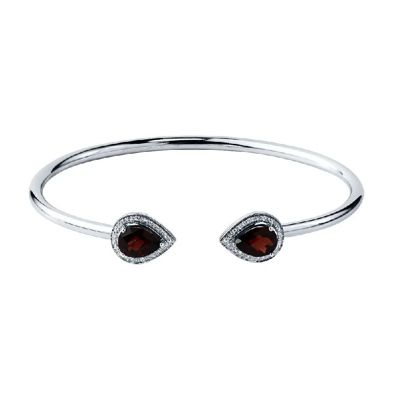 rustic moonstone beaded bracelet-Auriya 2 3/4ct Pear-cut Red Garnet Gold over Silver Bangle Bracelet with Diamond Accents