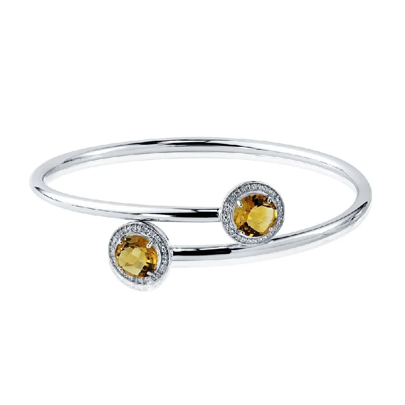 bold amethyst peak ridge bracelet-Auriya 3 1/2ct Yellow Citrine Gold over Silver Bangle Bracelet with Diamond Accents