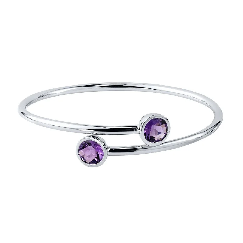 minimalist apex ridge bracelet-Auriya 3ct Purple Amethyst Bypass Bangle Bracelet Gold over Silver