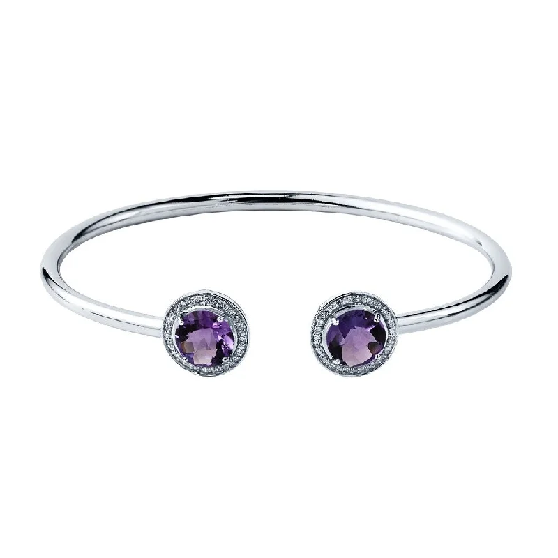 inscribed tradition cuff bracelet-Auriya 3ct Purple Amethyst Gold over Silver Bangle Bracelet with Diamond Accents