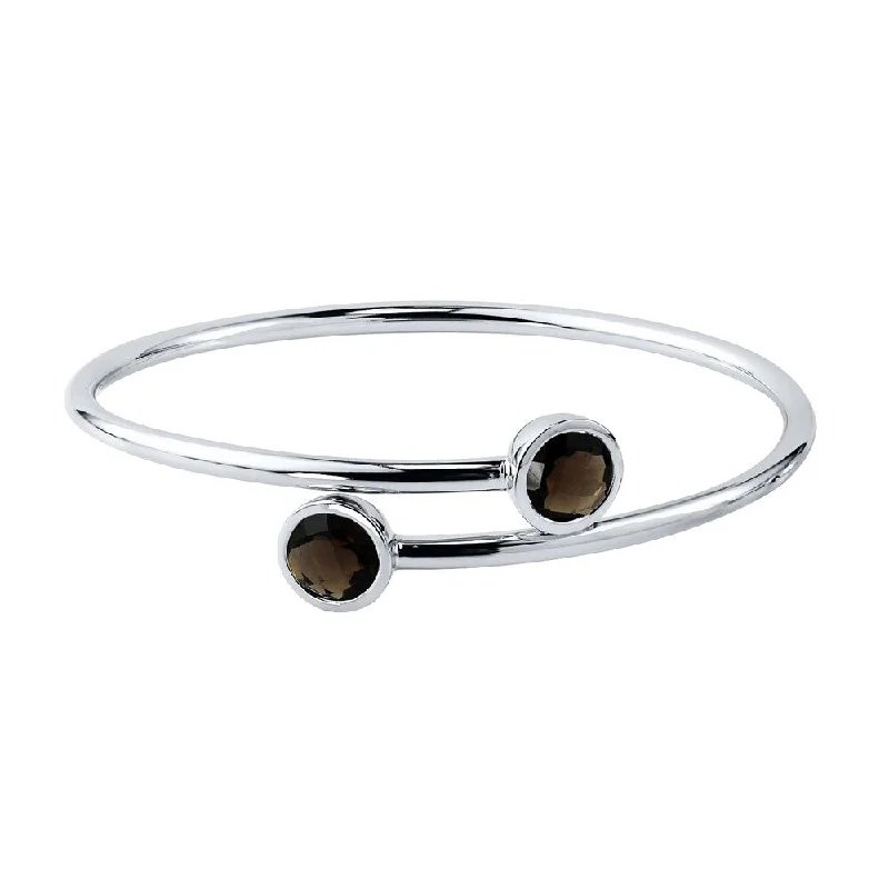 minimalist crest peak bracelet-Auriya 3ct Smoky Quartz Bypass Bangle Bracelet Gold over Silver