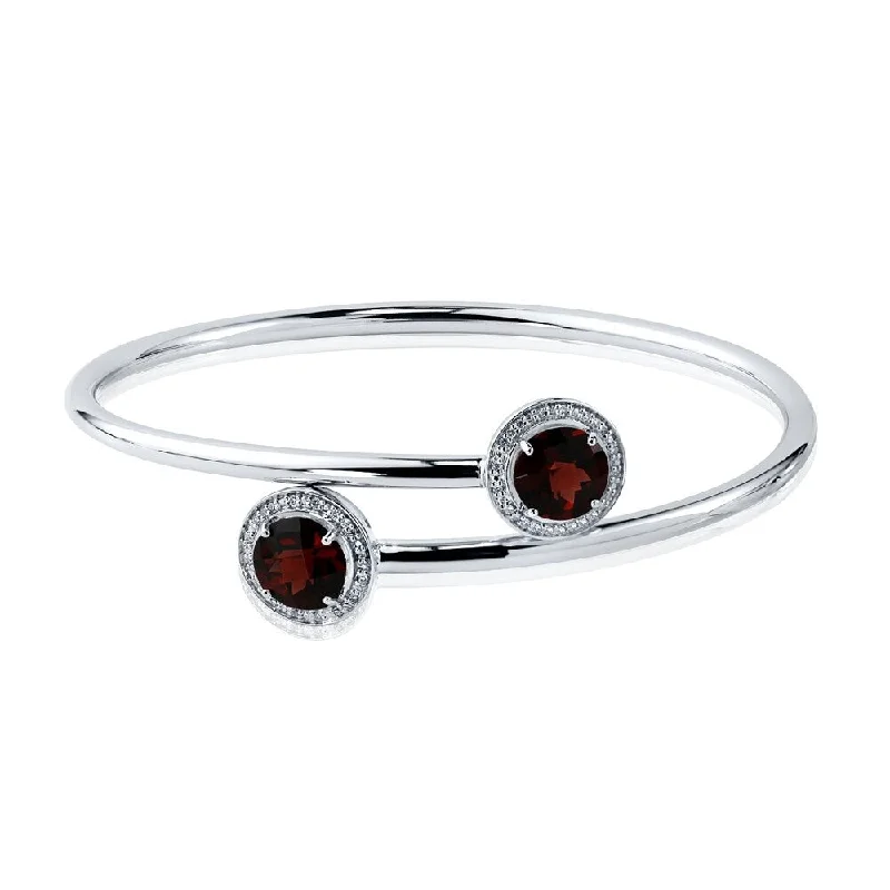 bold ruby peak ridge bracelet-Auriya 4 1/2ct Red Garnet Gold over Silver Bangle Bracelet with Diamond Accents