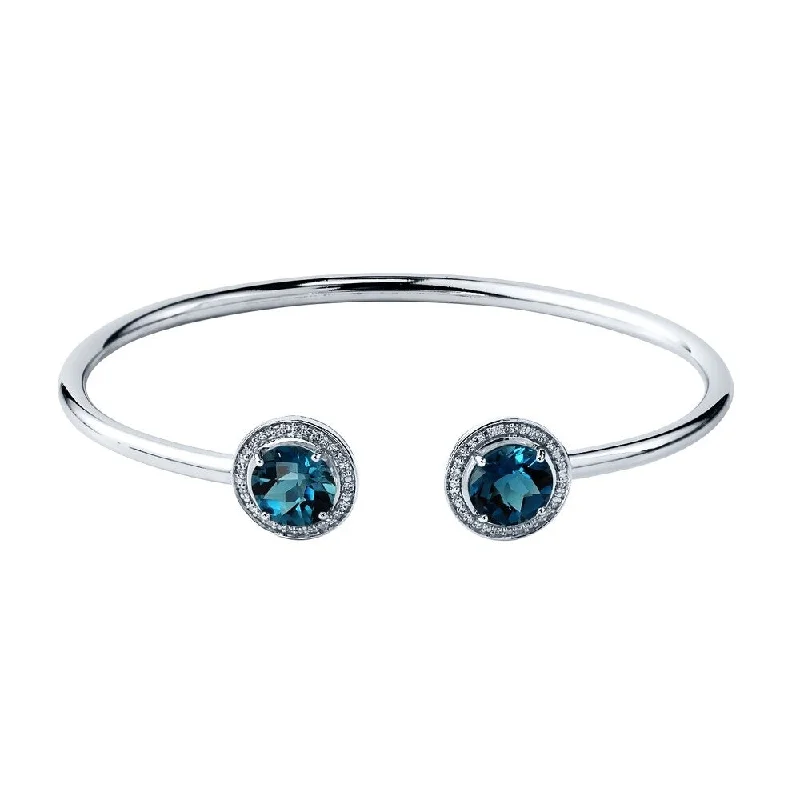 boho-inspired amber bracelet-Auriya 4ct London Blue Topaz Gold over Silver Bangle Bracelet with Diamond Accents