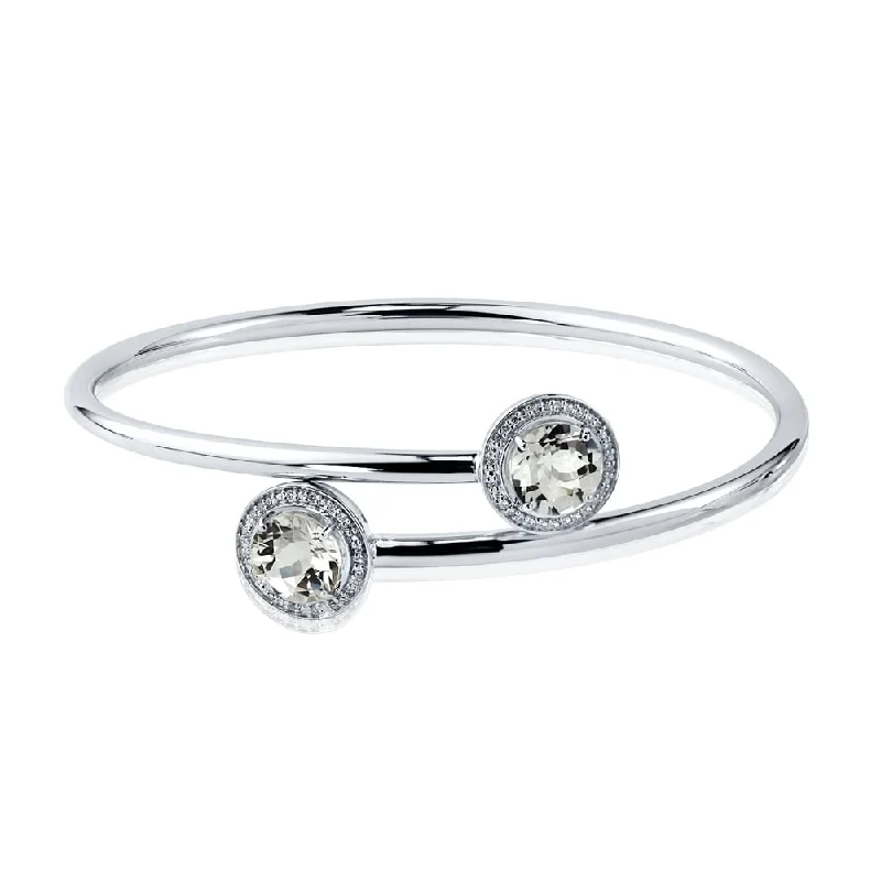 polished rose arc bracelet-Auriya 4ct White Topaz Gold over Silver Bangle Bracelet with Diamond Accents