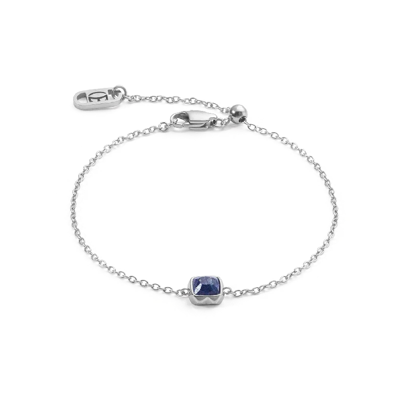 inscribed devotion chain bracelet-Birthstone September Bracelet Lapis Lazuli Silver