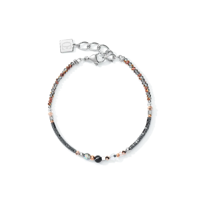 floral inset sapphire bracelet-Bracelet Amulet small Crystals  & striped  onyx grey-crystal