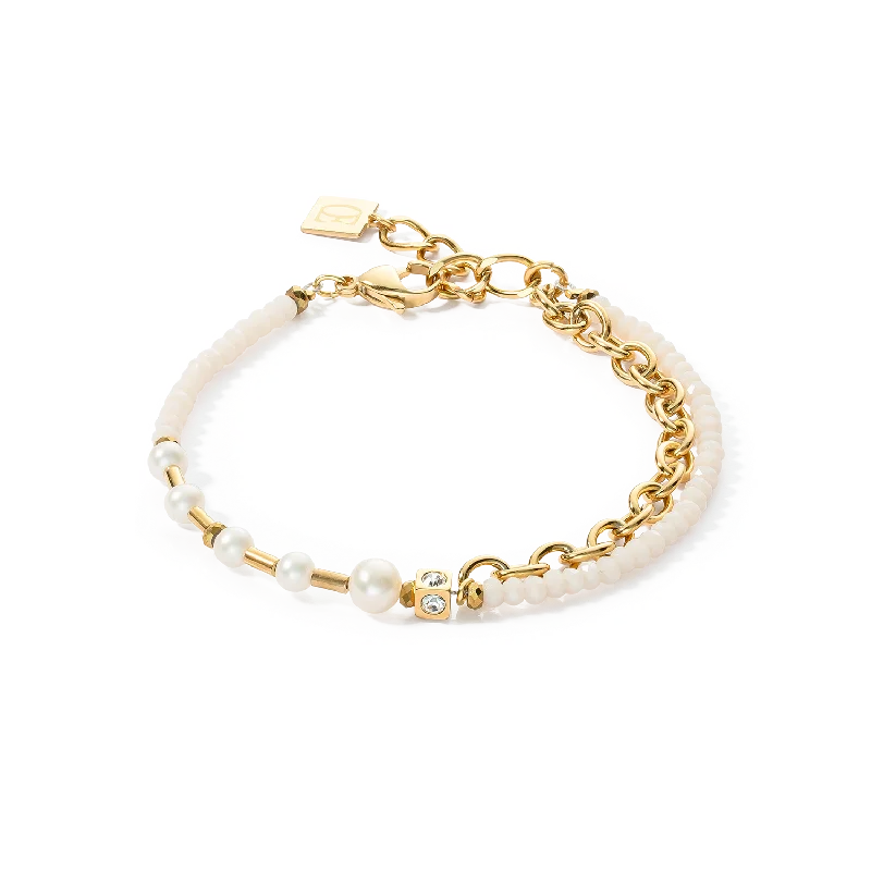 modern elevated chain bracelet-Bracelet Chain & Pearl Fever white-gold