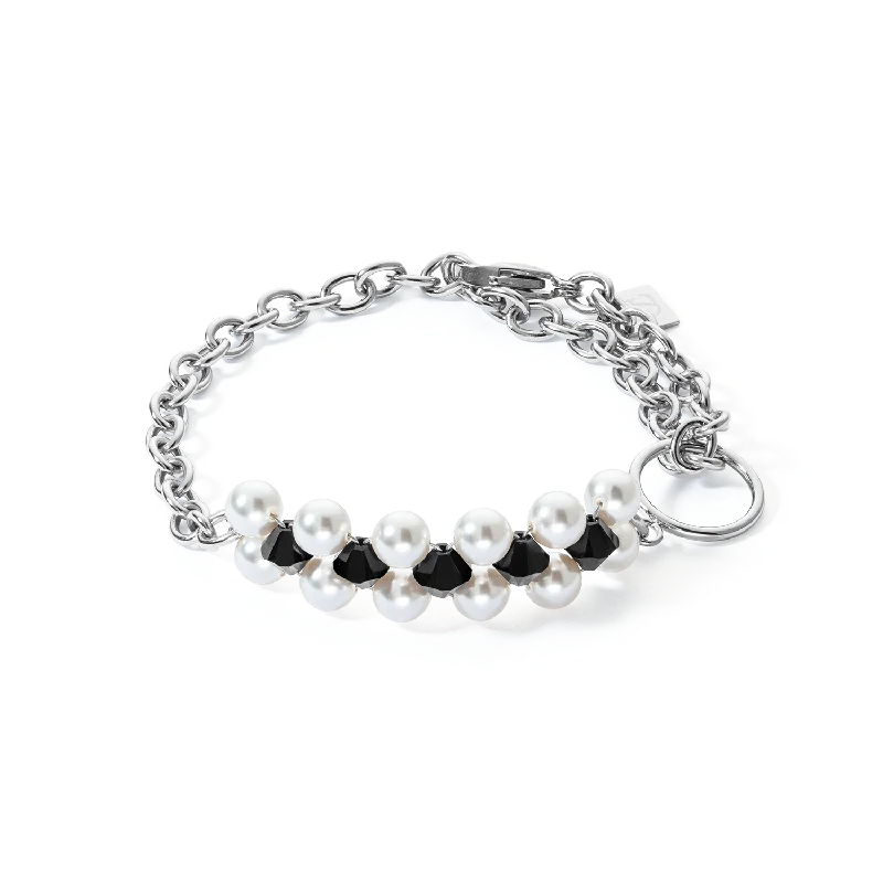 distressed silver charm bracelet-Bracelet Choker Mysterious silver-black