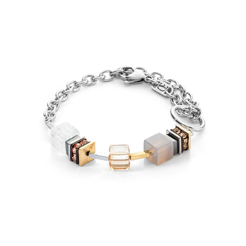 minimalist ridge peak bracelet-Bracelet Chunky Cubes & Chain Runway Exlusive Bicolour