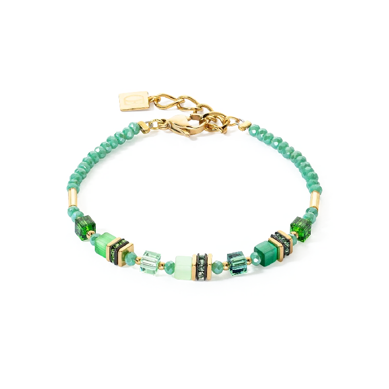 polished gold arc bracelet-Bracelet Mini Cubes green