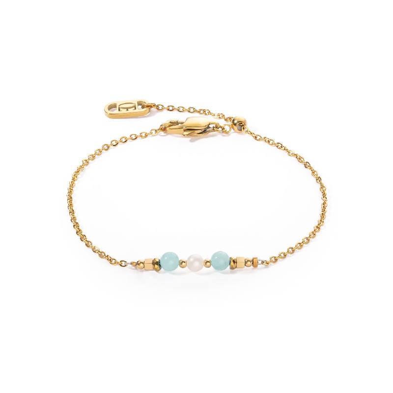 inscribed legacy chain bracelet-Bracelet Princess Pearls gold-green