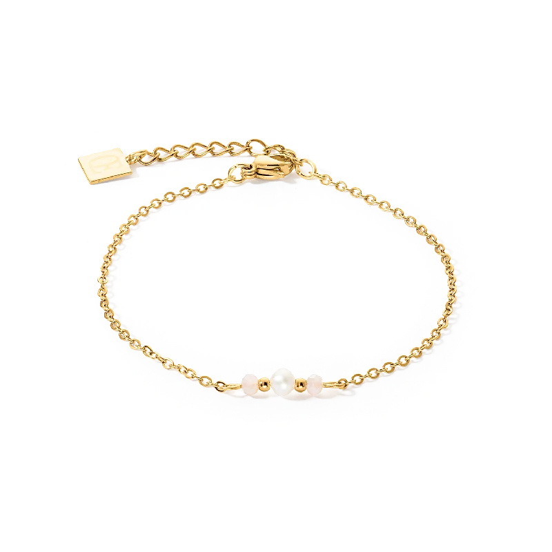 polished rose arc bracelet-Bracelet Y Fairy Freshwater Pearl  gold