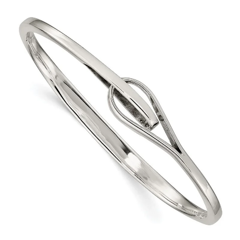 floral inset diamond bracelet-Curata 925 Sterling Silver 7" Slip on Polished Interlocking Bangle Bracelet