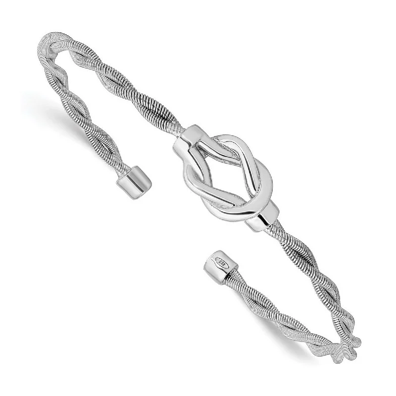 polished rose tier bracelet-Curata 925 Sterling Silver Rhodium 15.5mm Large Knot Twisted Snake Cuff Bangle Bracelet