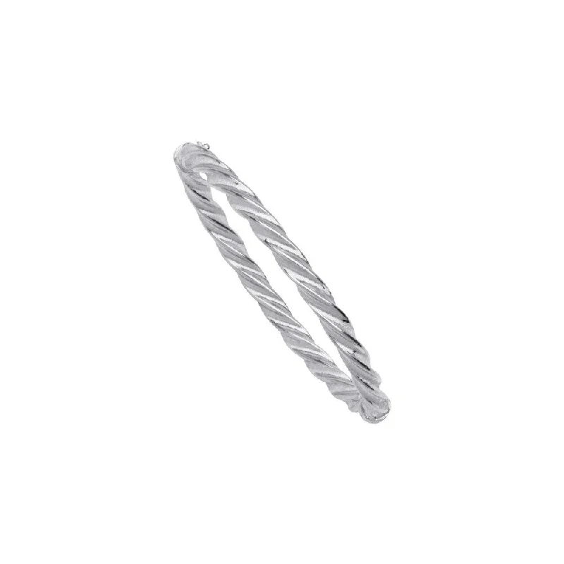 rustic tin chain bracelet-Curata 925 Sterling Silver Rhodium 7.25" Frosted Twisted Cuff Stackable Bangle Bracelet