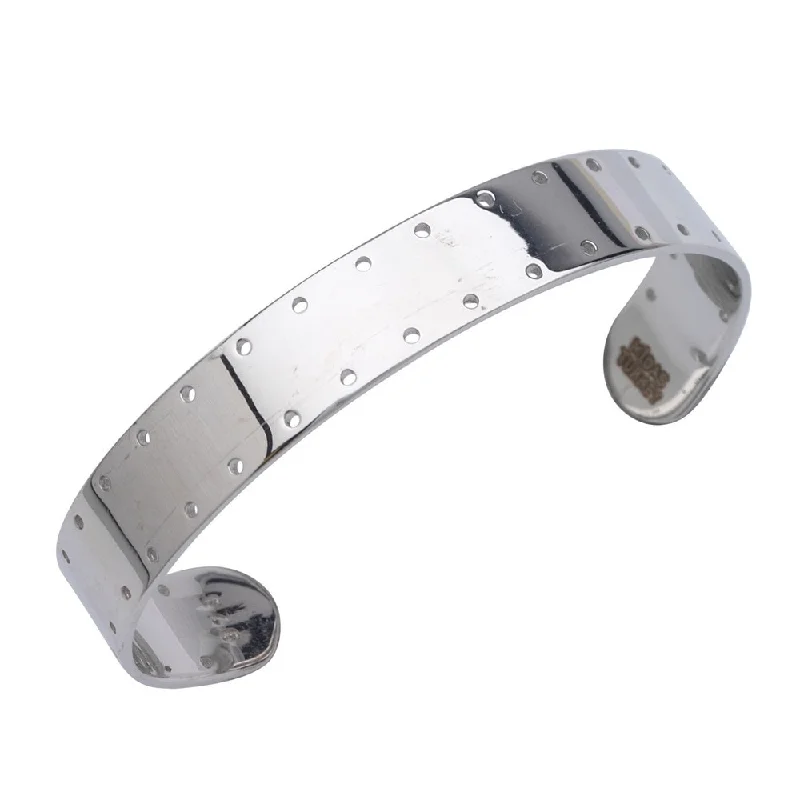 inscribed lineage cuff bracelet-Curata 925 Sterling Silver Rhodium Plated Perforated Cuff Bangle Bracelet