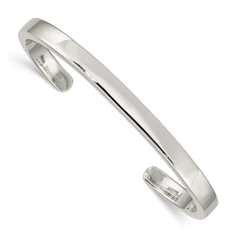 bohemian glyph bracelet-Curata 925 Sterling Silver Solid 7mm Polished Flat Cuff Stackable Bangle Bracelet