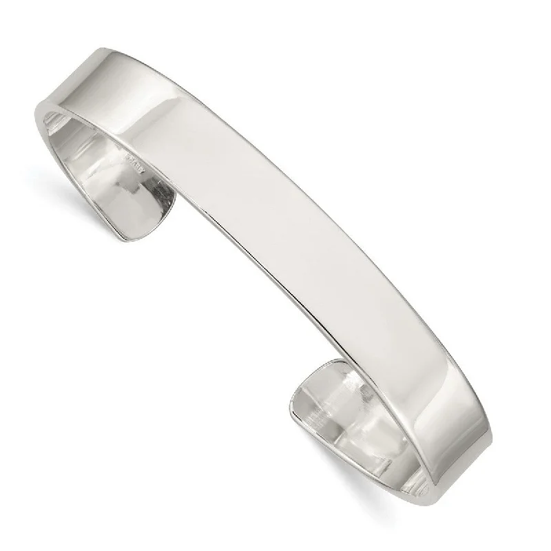 dazzling trillion-cut charm bracelet-Curata 925 Sterling Silver Solid 9.75mm Polished Engravable Cuff Bangle Bracelet