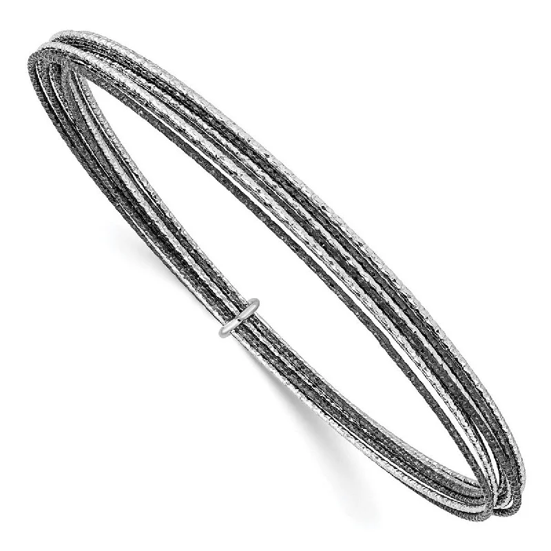 adjustable flare bracelet-Curata Sterling Silver Ruthenium Plated 10 Layer Slip On Bangle Bracelet