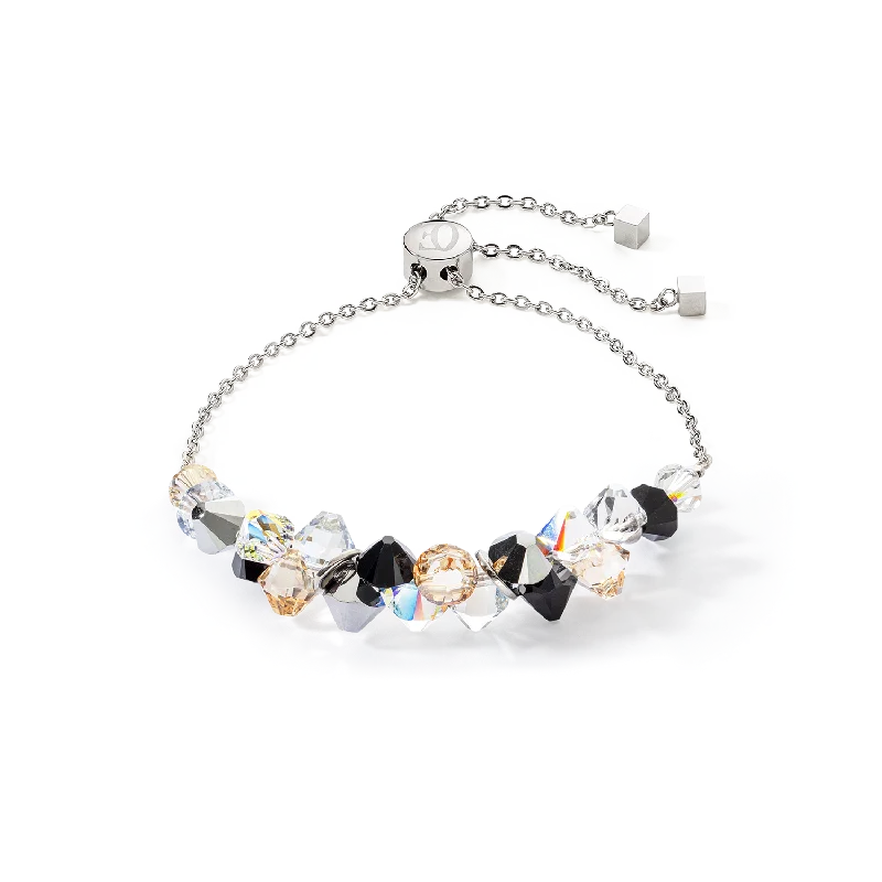 minimalist crest peak bracelet-Dancing Crystals bracelet silver black